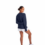 Champion Powerblend Classic Crew Script Logo Chandail molletonné pour femme Navy vue de dos