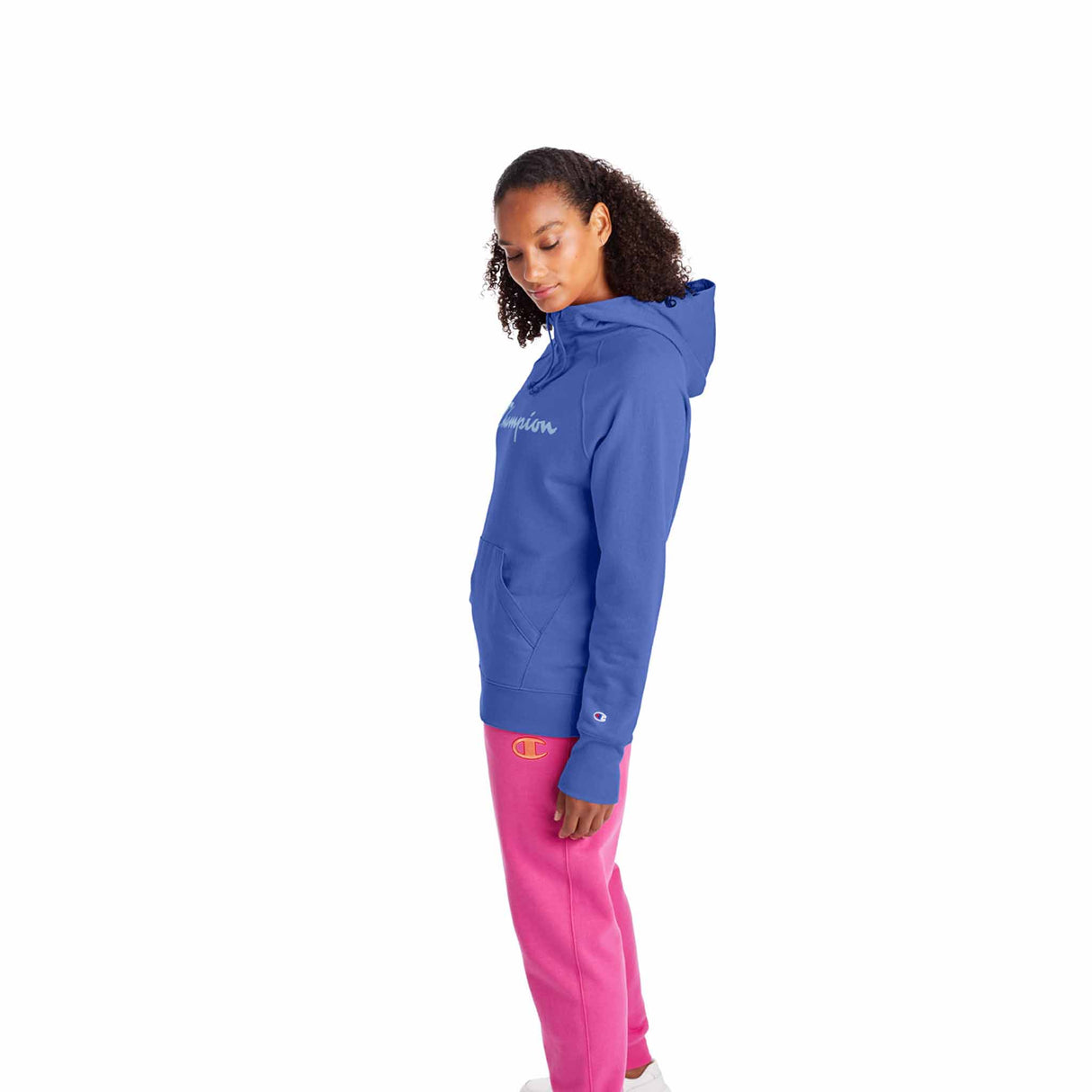 Champion Powerblend Hoodie chandail molletonné à capuche pour femme Deep forte Blue vue de côté