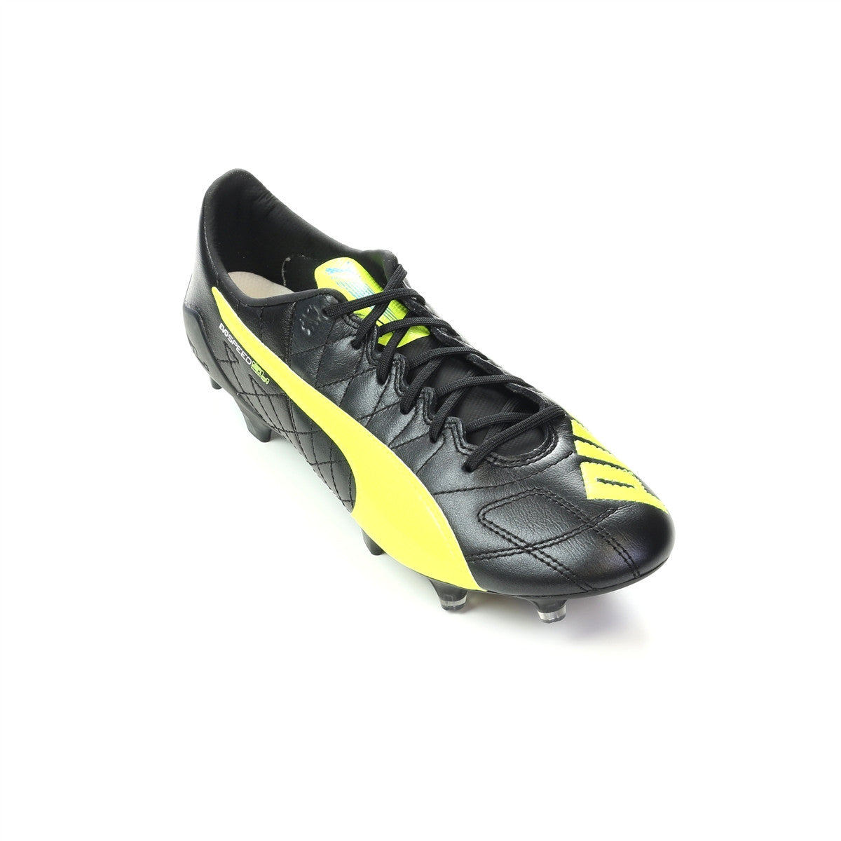 Puma evoSPEED SL LTH FG cuir soccer cleats black yellow lv2