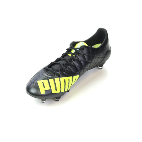 Puma evoSPEED SL LTH FG cuir soccer cleats black yellow