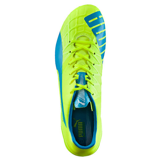 Puma evoSpeed 1.4 FG soccer cleats FG yellow blue uv