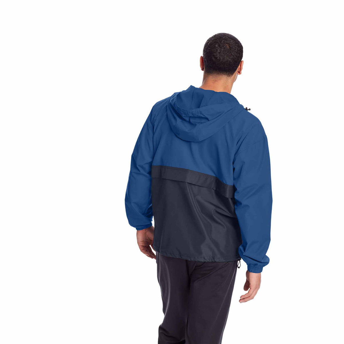 Champion Stadium Colorblock Packable Jacket manteau de pluie à enfiler pour homme Shield Blue Navy vue de dos