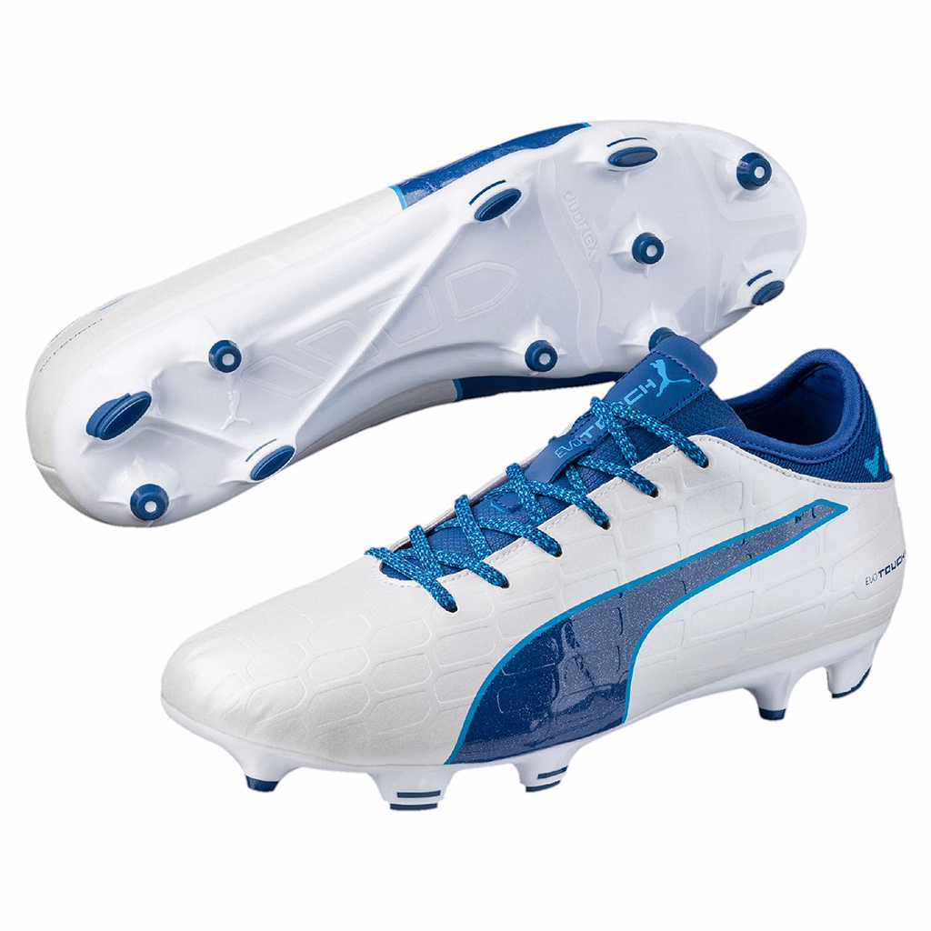 Puma evoTouch 3 FG soccer cleats white blue pair
