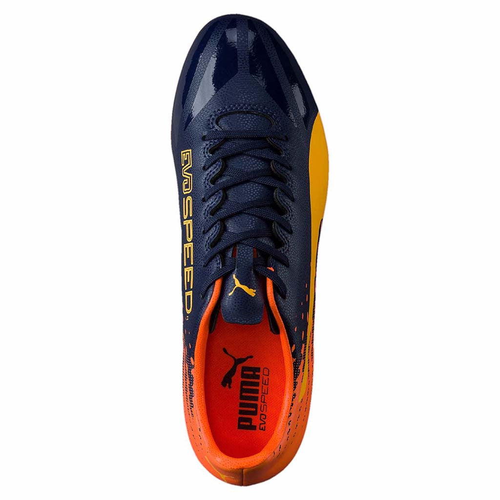 Puma evoSPEED 17.4 FG soccer cleats orange blue uv