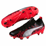 Puma evoPower Vigor 3 Graphic FG chaussure de soccer noir rouge vue paire Soccer Sport Fitness
