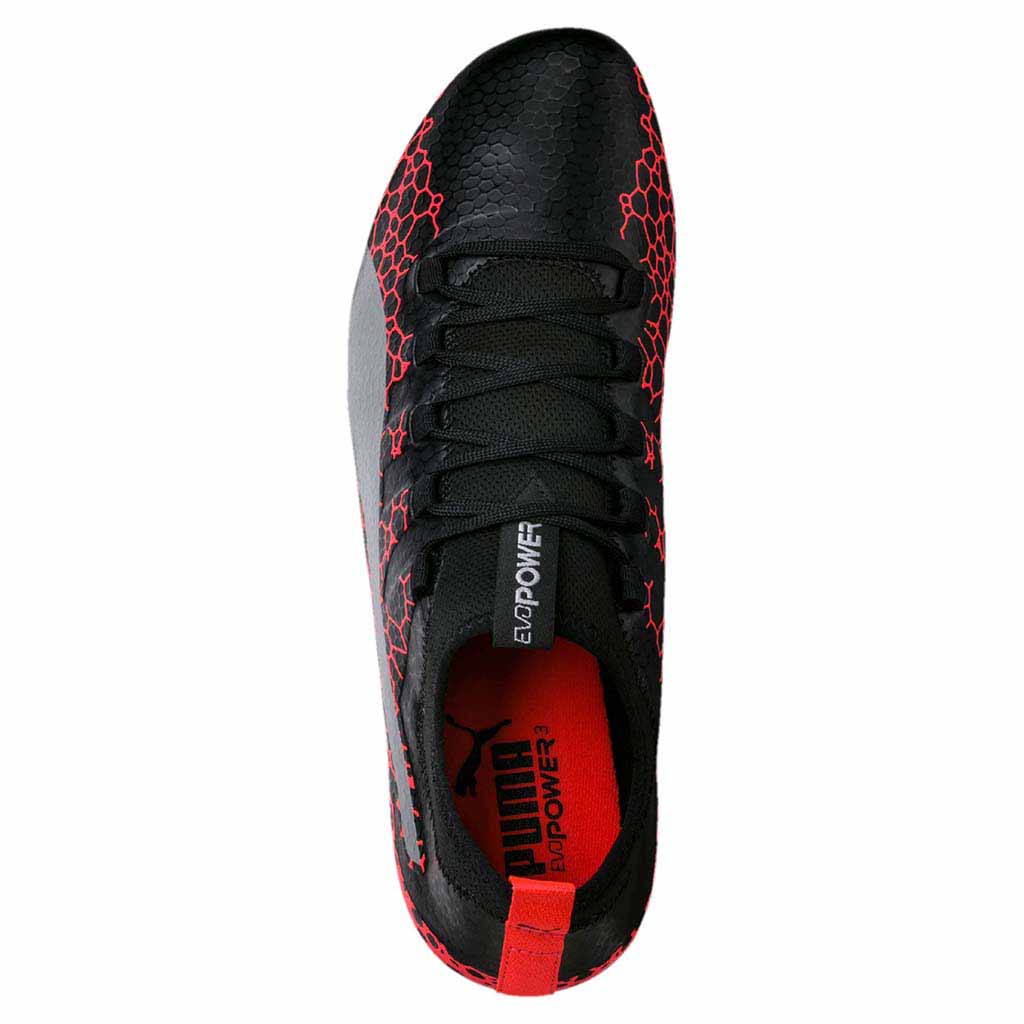 Puma evoPower Vigor 3 Graphic FG chaussure de soccer noir rouge vue sup Soccer Sport Fitness