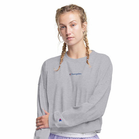 Champion Middleweight Oversized Crew chandail à col rond pour femme gris oxford