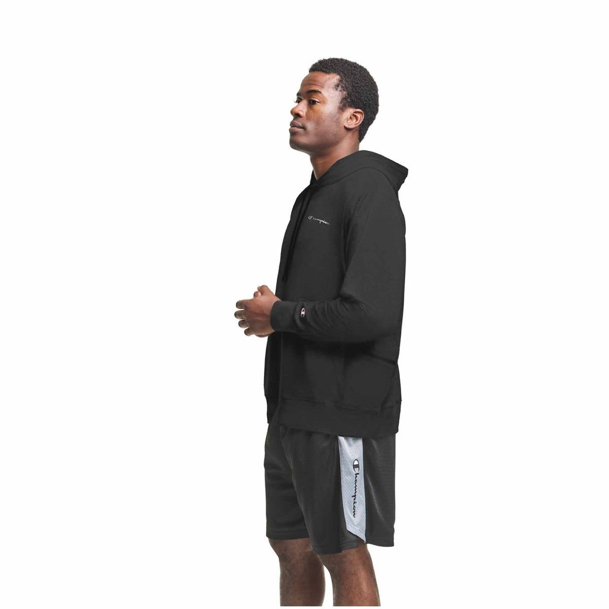 Champion City Sport Hoodie sweatshirt à capuchon avec logo pour homme noir vue de côté