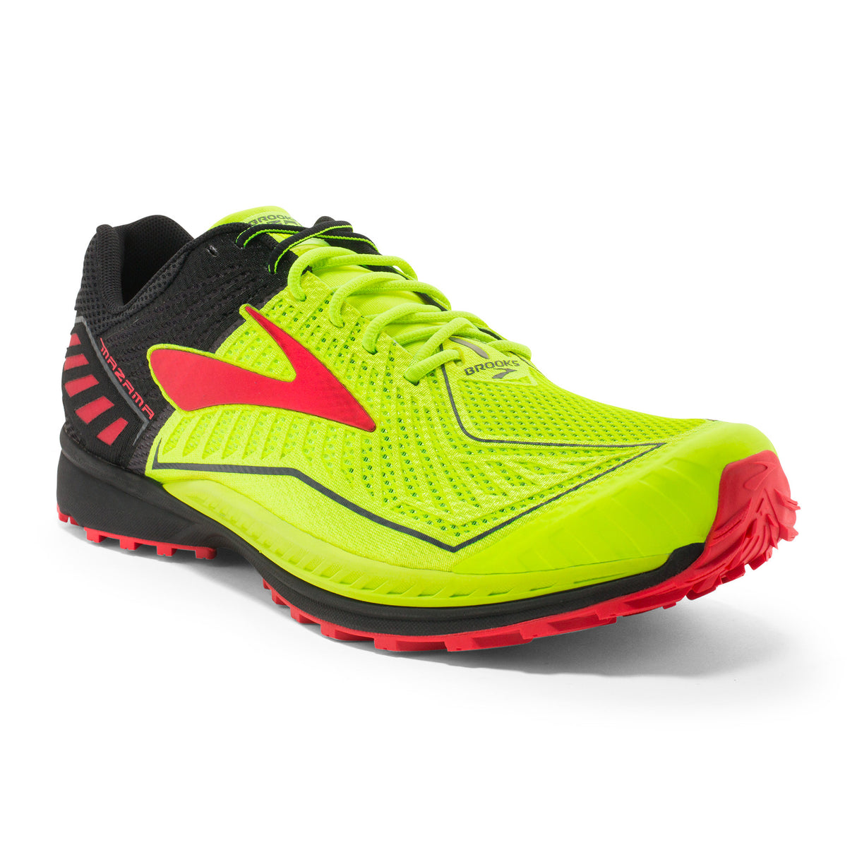 Brooks Mazama chaussure de course a pied trail homme jaune noir rouge lv