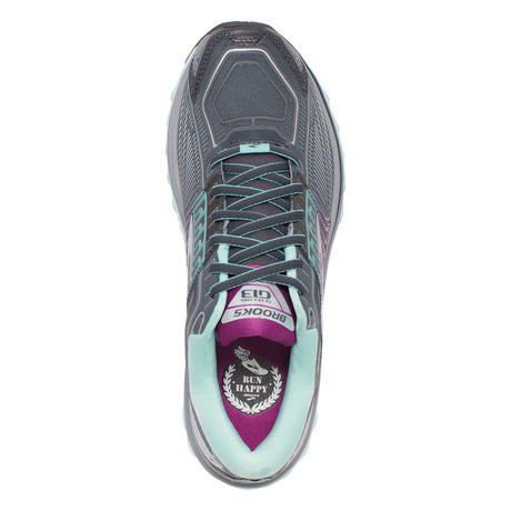 Brooks Glycerin 13 chaussure de course a pied femme gris mauve turquoise uv