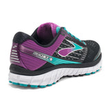 Soulier de course a pied femme Brooks Ghost 9 noir pourpre vue laterale arriere