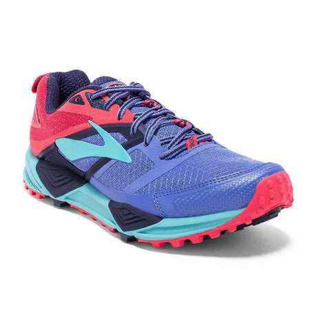 Chaussure de course a pied trail femme Brooks Cascadia 12 bleu azure vue lat ant Soccer Sport Fitness