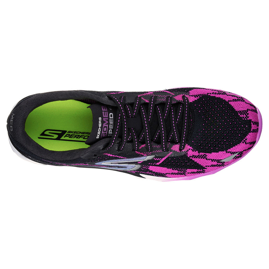 Soulier de course à pied femme Skechers GO meb Speed 4 noir violet vue laterale vue superieure