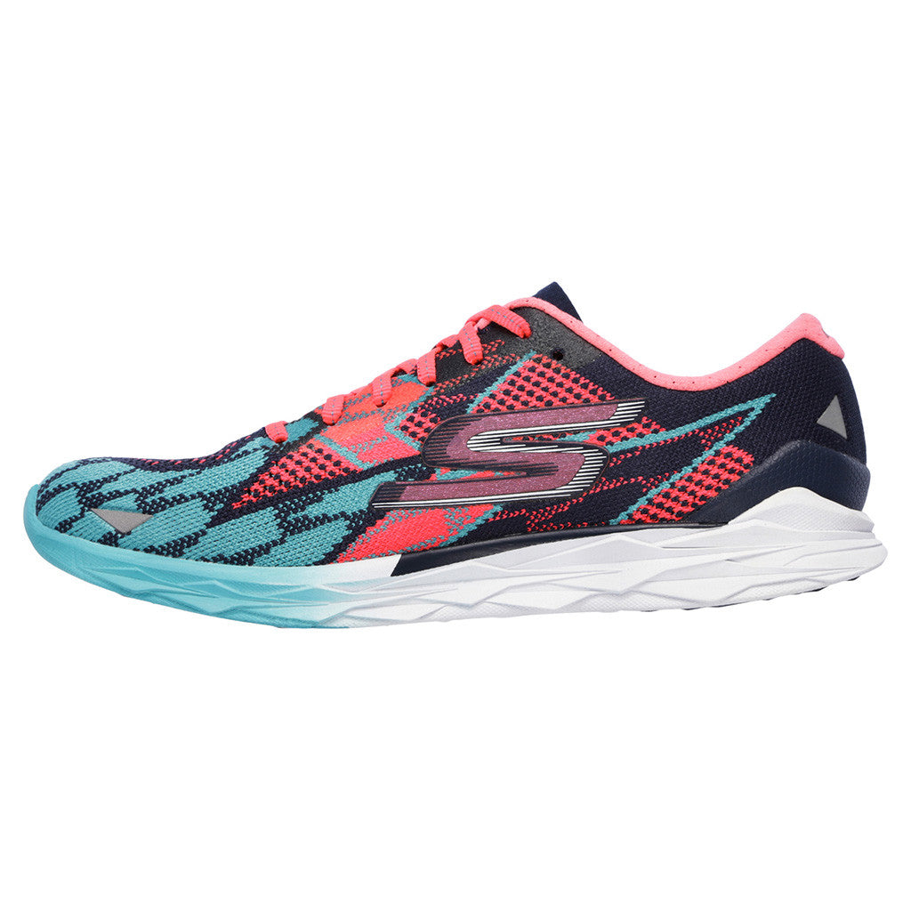 Soulier de course à pied femme Skechers GO meb Speed 4 bleu rose vue laterale 2