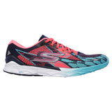 Soulier de course à pied femme Skechers GO meb Speed 4 bleu rose vue laterale 