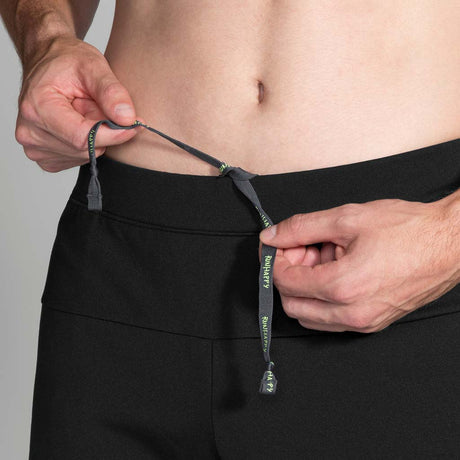Pantalon de course à pied Brooks Threshold pour homme noir live vue cordon Soccer Sport Fitness
