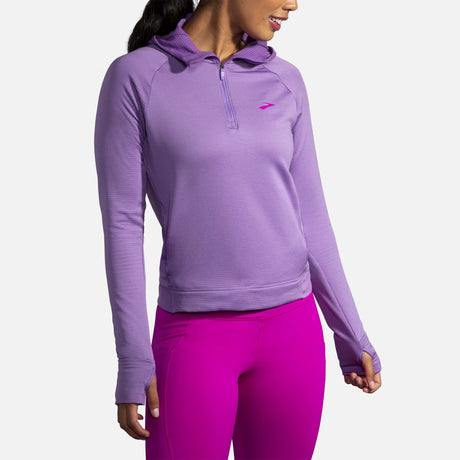 Brooks Notch Thermal Hoodie chandail de course à pied heliotrope femme face