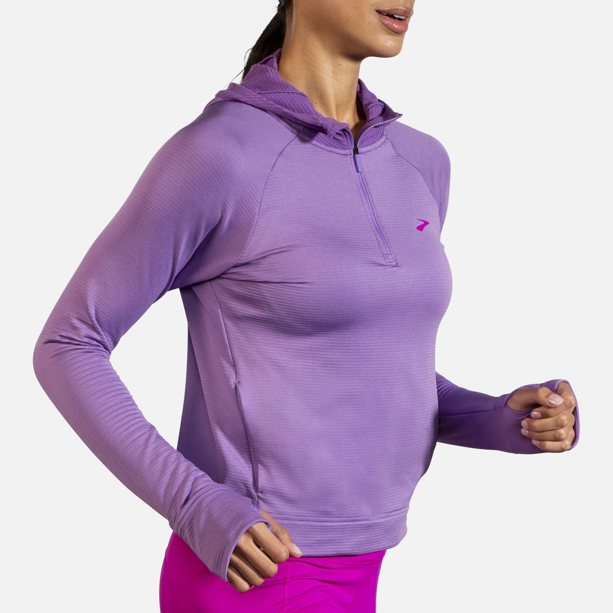 Brooks Notch Thermal Hoodie chandail de course à pied heliotrope femme lateral