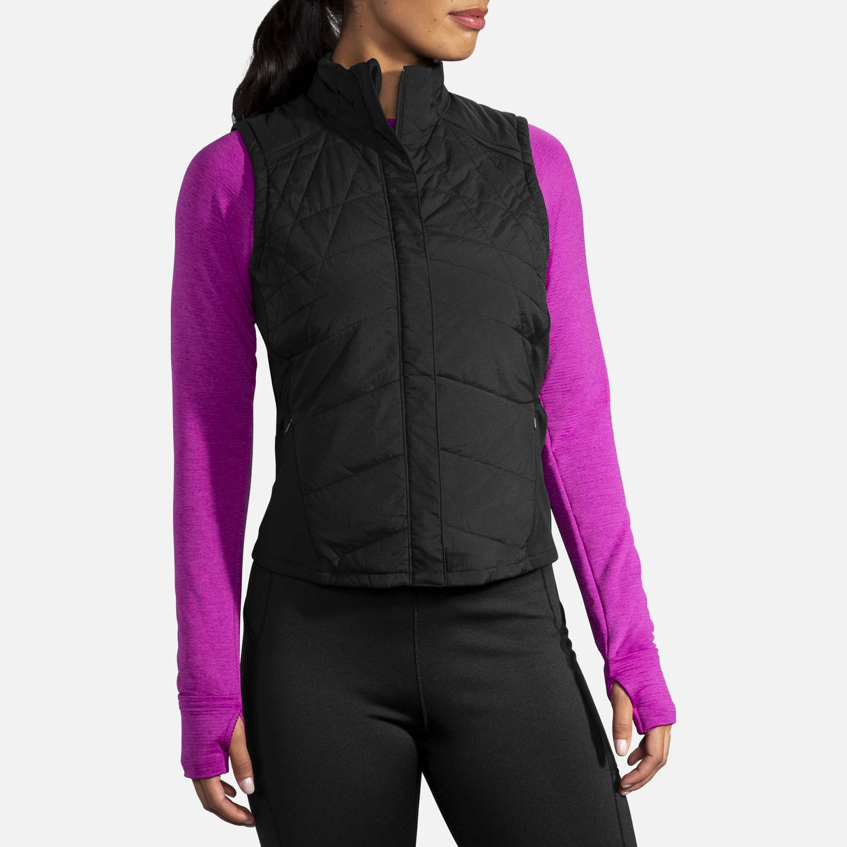 Brooks Shield Hybrid Veste sans manches de course à pied noir femme face 2