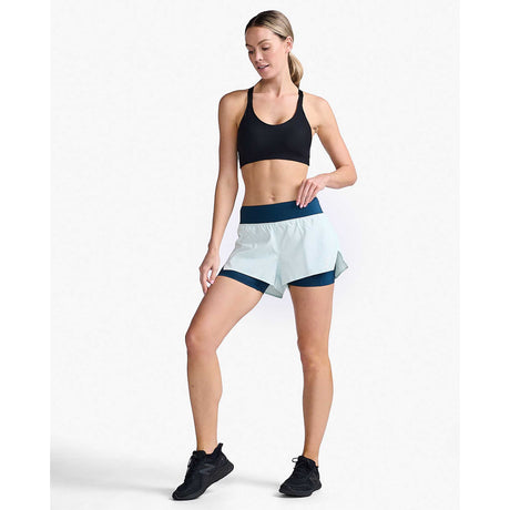 2XU Aero 2-en-1 4-Inch shorts de course à pied femme live- moonlight / glacier