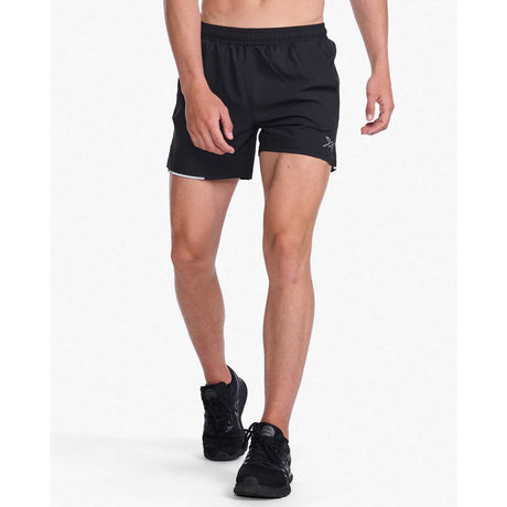 2XU Aero 5 Inch short de course à pied homme -noir / argent réfléchissant