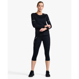 2XU Aero chandail à manches longues black silver reflective femme face