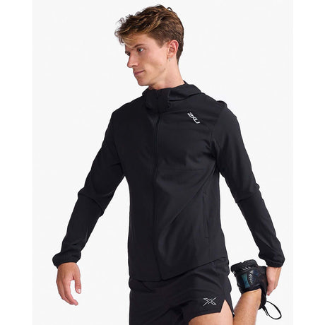 2XU Aero jacket coupe-vent de course noir argent réfléchissant homme live