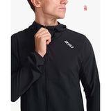 2XU Aero jacket coupe-vent de course noir argent réfléchissant homme zip