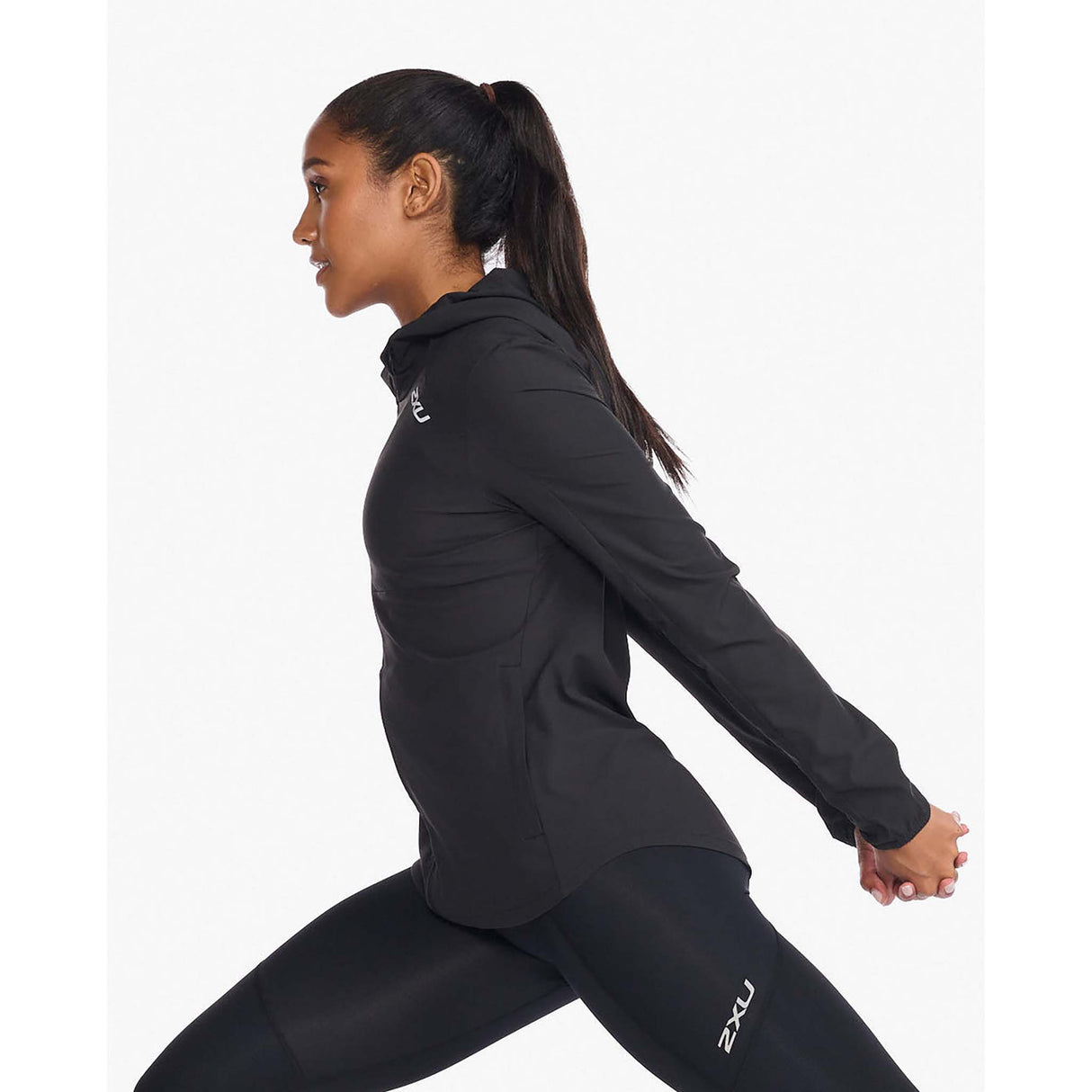 2XU Areo jacket de course noir réfléchissant femme lateral
