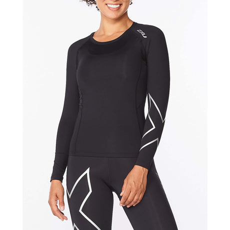 2XU Core chandail de compression noir argent femme