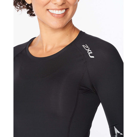 2XU Core chandail de compression noir argent femme details