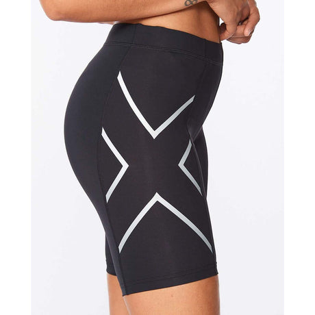 2XU Core Compression Short compressif sport noir argent femme detail