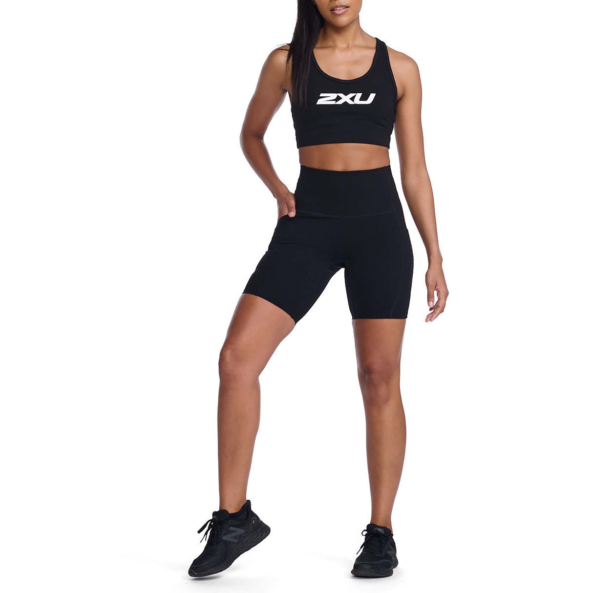 2XU Form Stash Hi-Rise Bike Shorts 2.0 cuissard taille haute noir femme face
