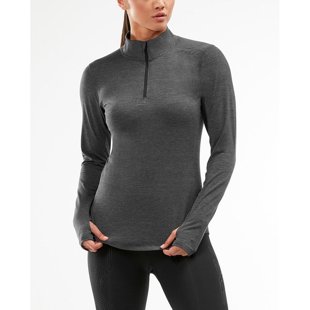 2XU Heat 1/4 Zip Top pour femme gris