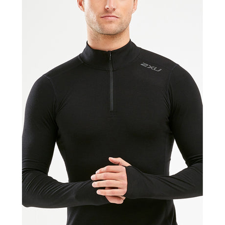 2XU chandail manches longues Heat 1/4 Zip homme noir