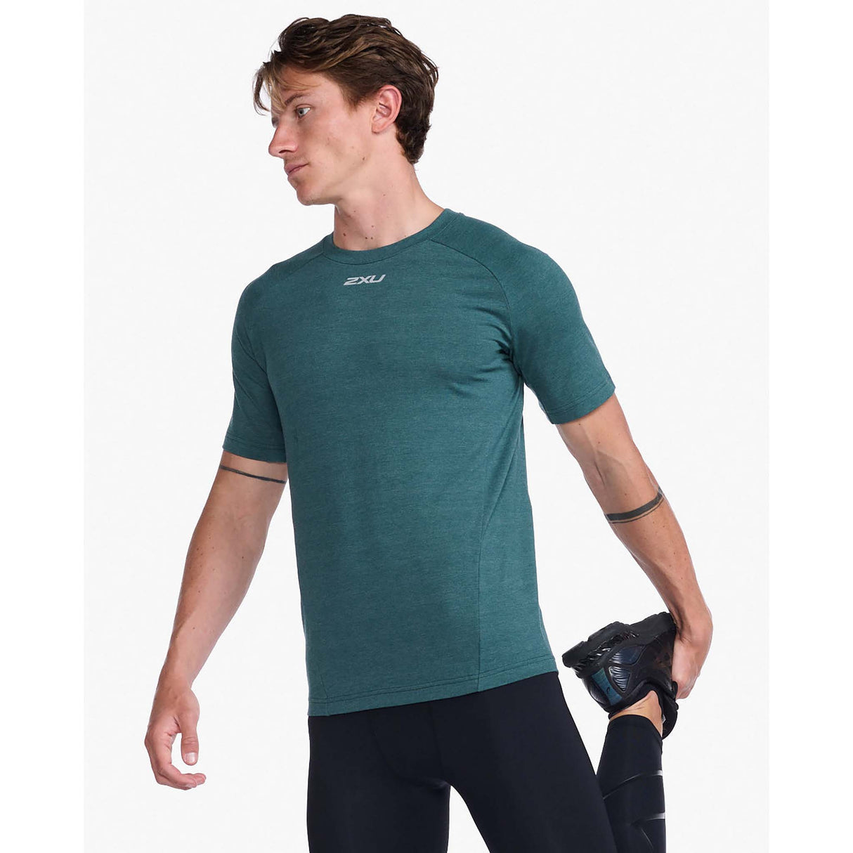 2XU Ignition Base Layer Tee deep jade homme lateral