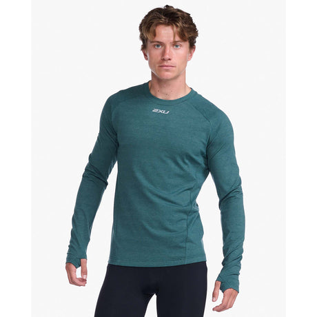 2XU Ignition Base Layer t-shirt manches longues deep jade marle homme face
