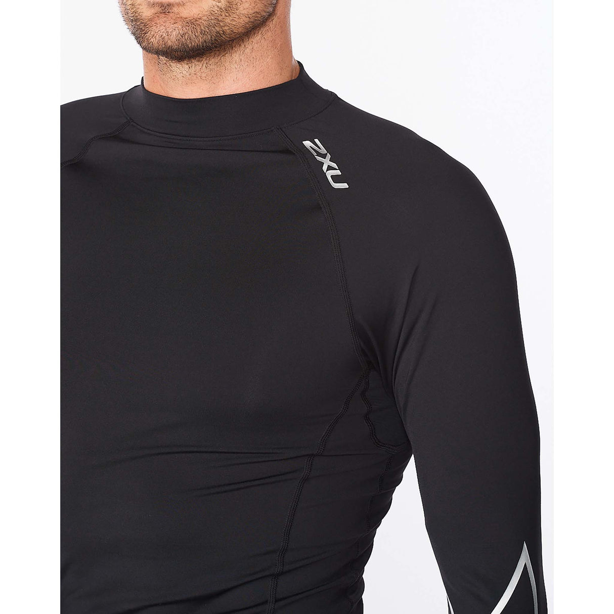 2XU Ignition chandail de compression manches longues sport noir argent homme details