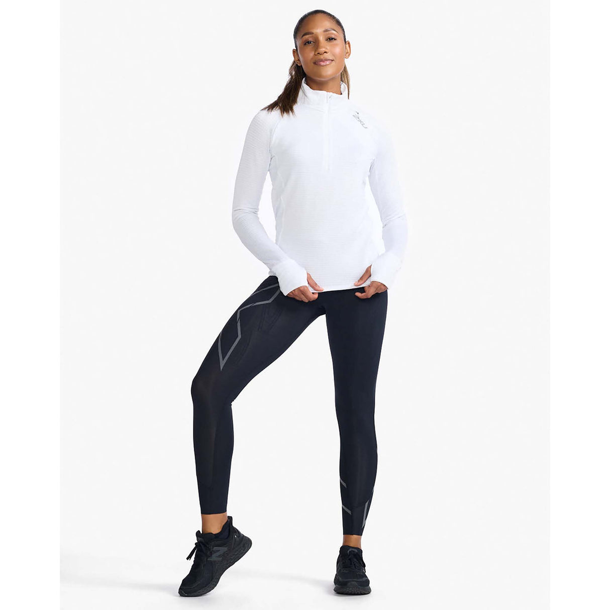 2XU chandail à manches longues Ignition 1/4 Zip blanc femme live 2