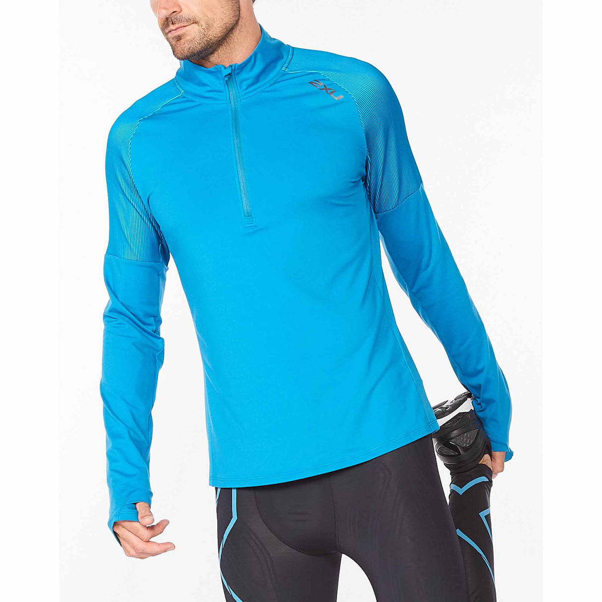 2XU Chandail manches longues Light Speed 1/2 Zip pour homme Aquamarine angle