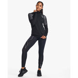 2XU Light Speed chandail manches longues 1/2 Zip noir réfléchissant femme live