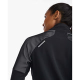 2XU Light Speed chandail manches longues 1/2 Zip noir réfléchissant femme epaule