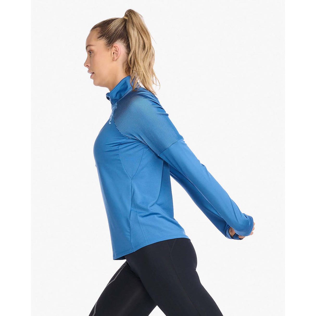 2XU Light Speed chandail manches longues 1/2 Zip starling réfléchissant femme lateral
