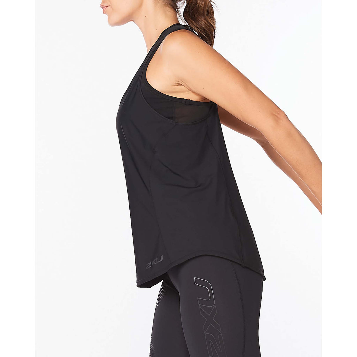 2XU Motion Mesh Tank top de course a pied noir femme lateral