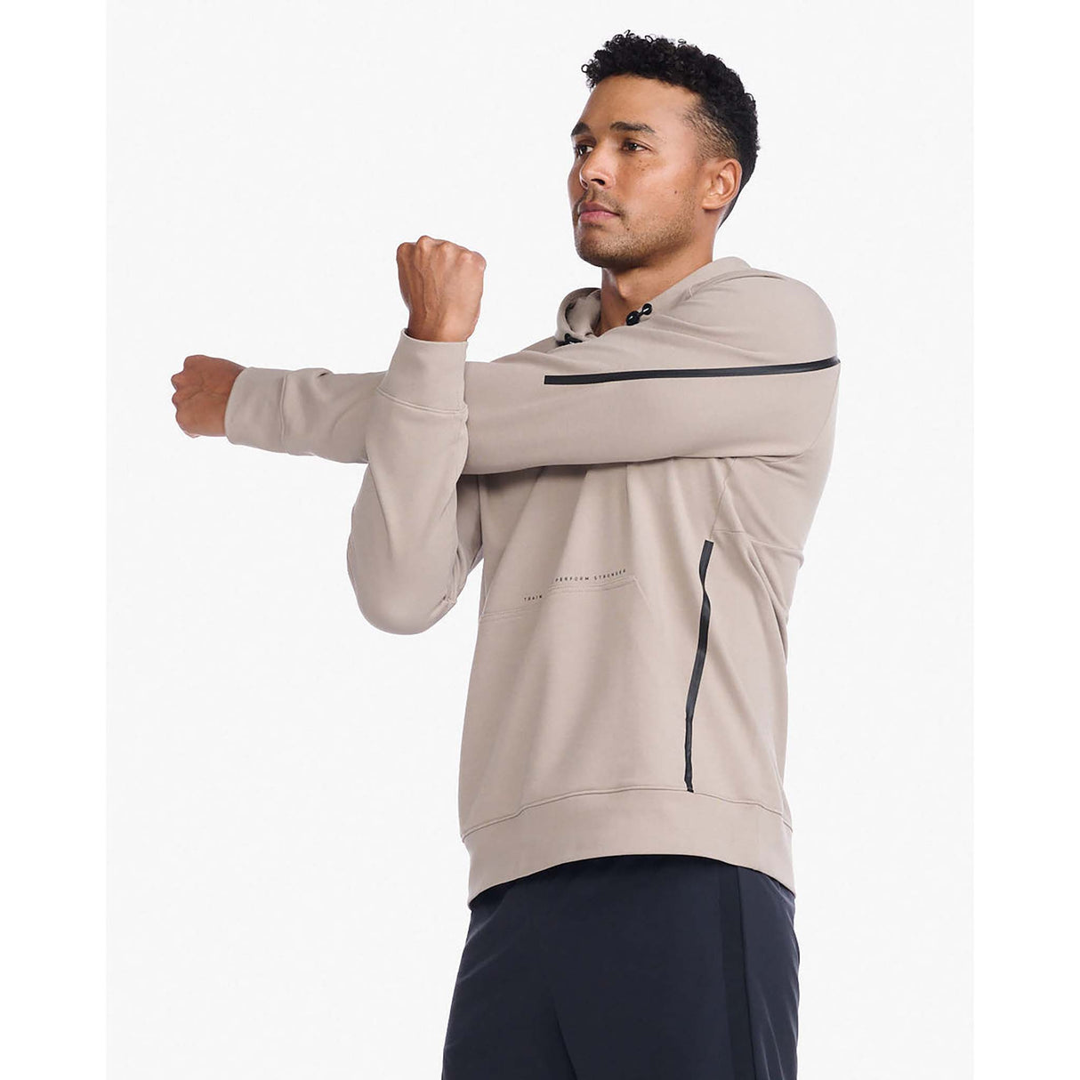 2XU Motion Hoodie chandail à capuchon caillou noir homme lateral