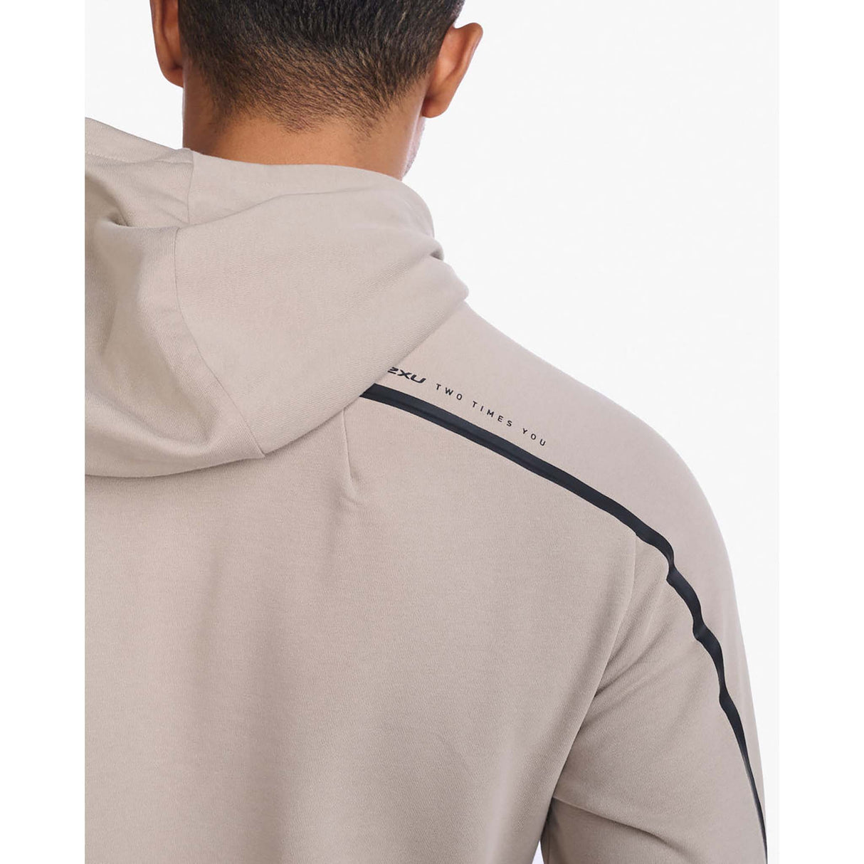 2XU Motion Hoodie chandail à capuchon caillou noir homme detail épaule