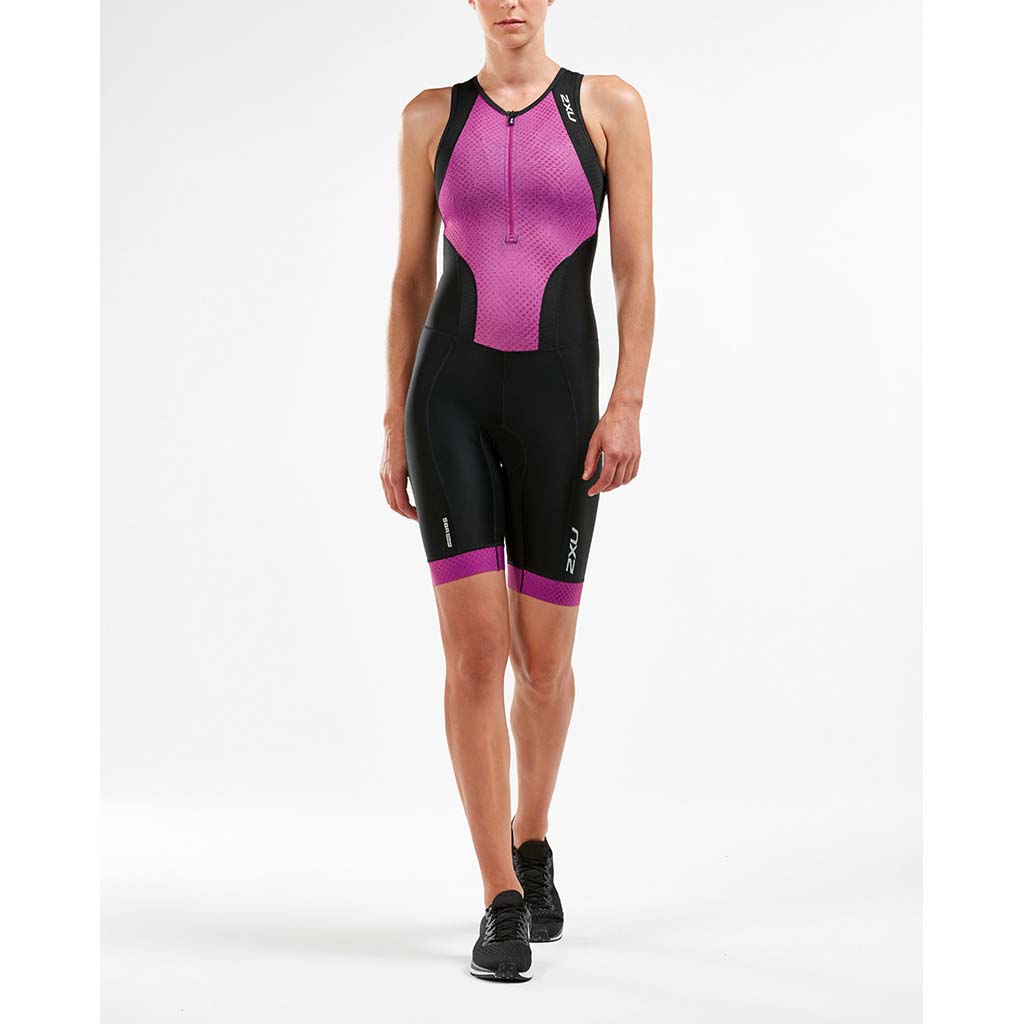 2XU Perform Front Zip tri-suit combinaison de triathlon pour femme black berry lv1