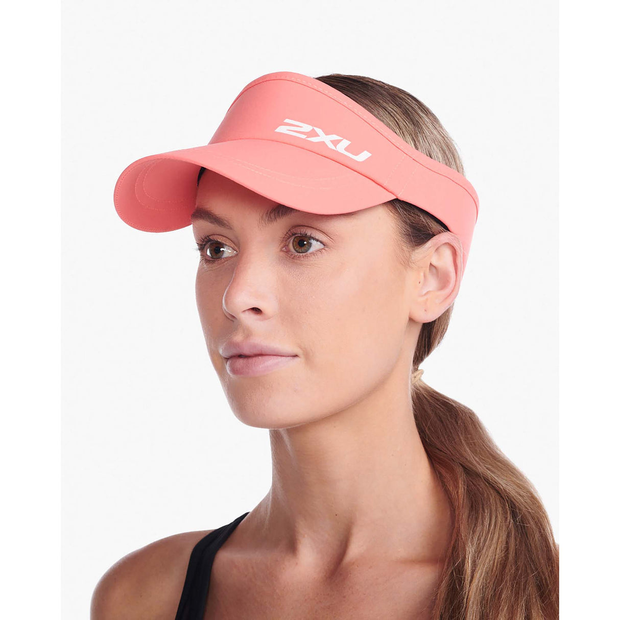 2XU Run Visor casquette visière de course à pied unisexe hyper coral white