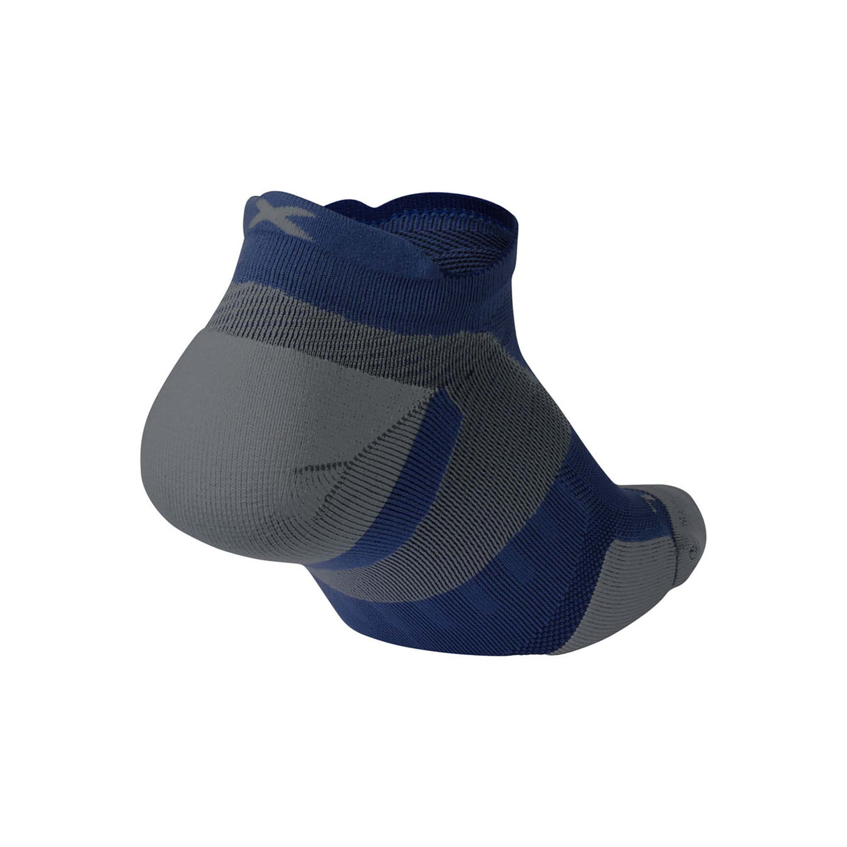 2XU Vectr Cushion chaussettes courtes de course à pied unisexe bleu acier gris talon
