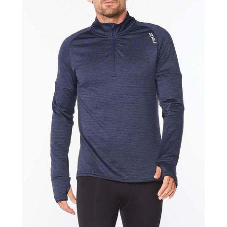 2XU chandail manches longues Ignition 1/4 Zip de course pour homme midnight silver reflective